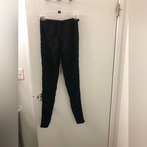 Abacaxi Smocked Detailing Viscose Womens Black Pants